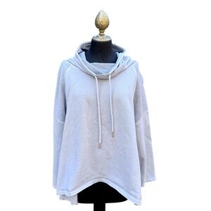 Sweaty Betty Pull Over Cowl Neck Sweatshirt Size XL Light Grey Flowy